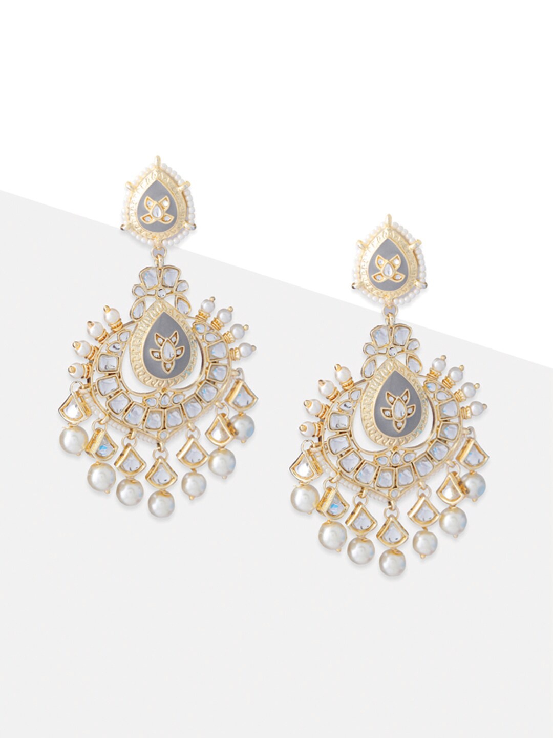 

Tipsyfly Gold-Toned Teardrop Shaped Chandbalis Earrings