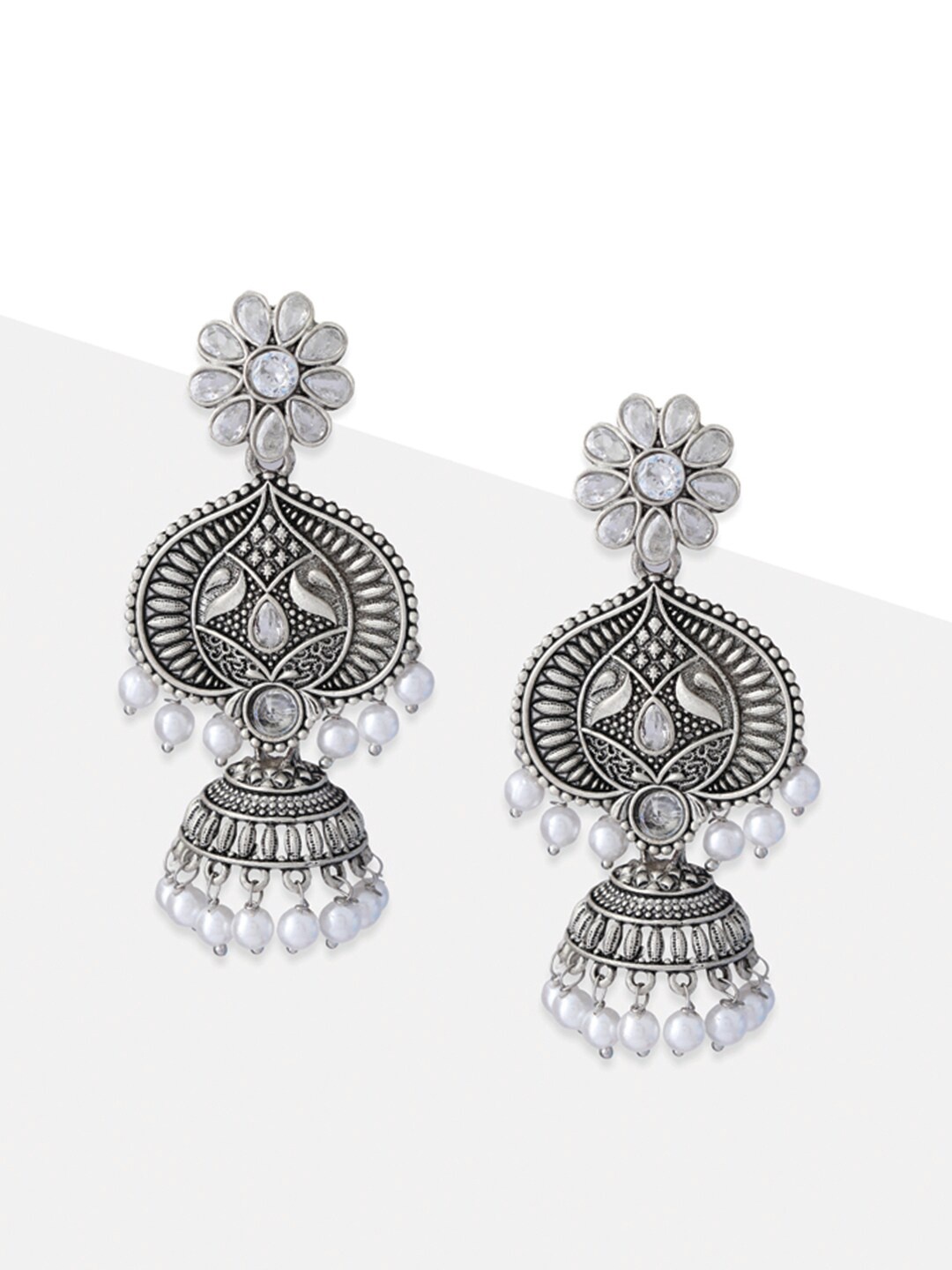 

Tipsyfly Grey Melange Dome Shaped Jhumkas Earrings