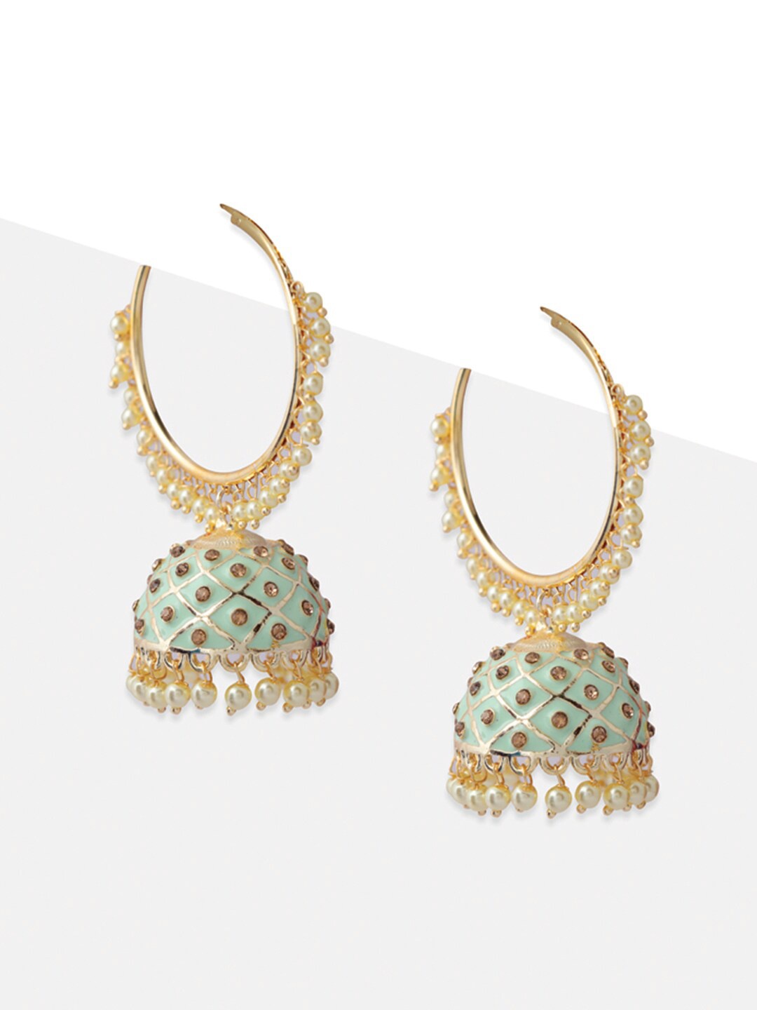 

Tipsyfly Gold-Toned Dome Shaped Jhumkas Earrings