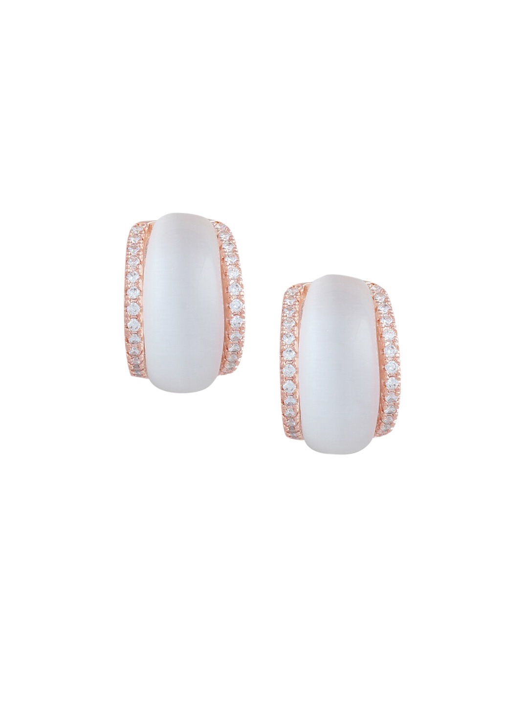 

Tipsyfly White & Rose Gold-Plated Contemporary Hoop Earrings