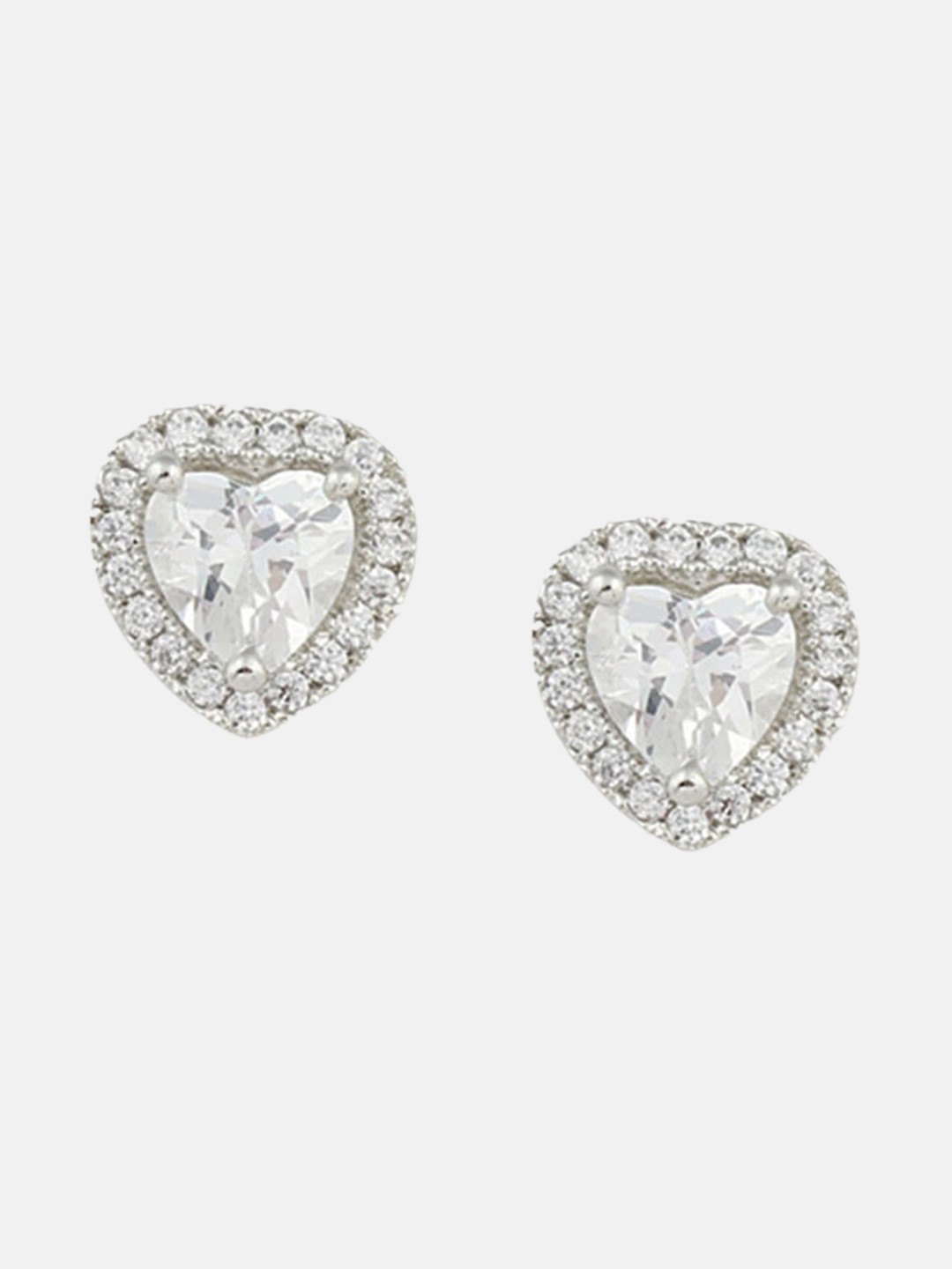

Tipsyfly Silver-Plated Heart Shaped Studs Earrings