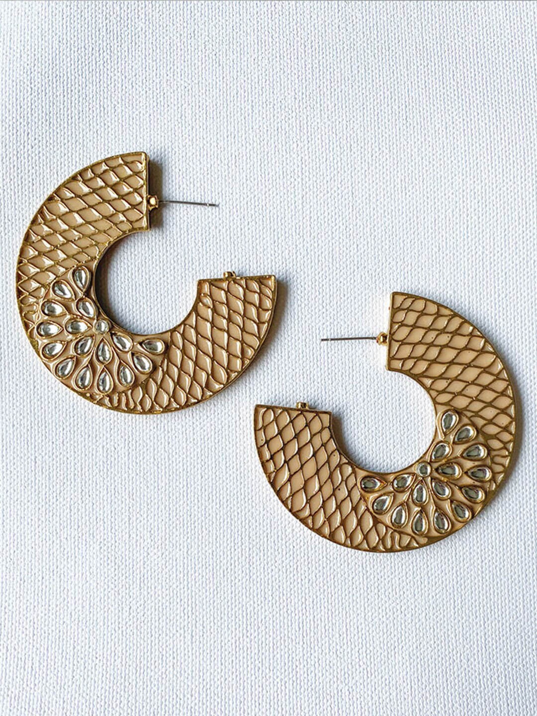 

Tipsyfly Gold-Plated Contemporary Half Hoop Earrings