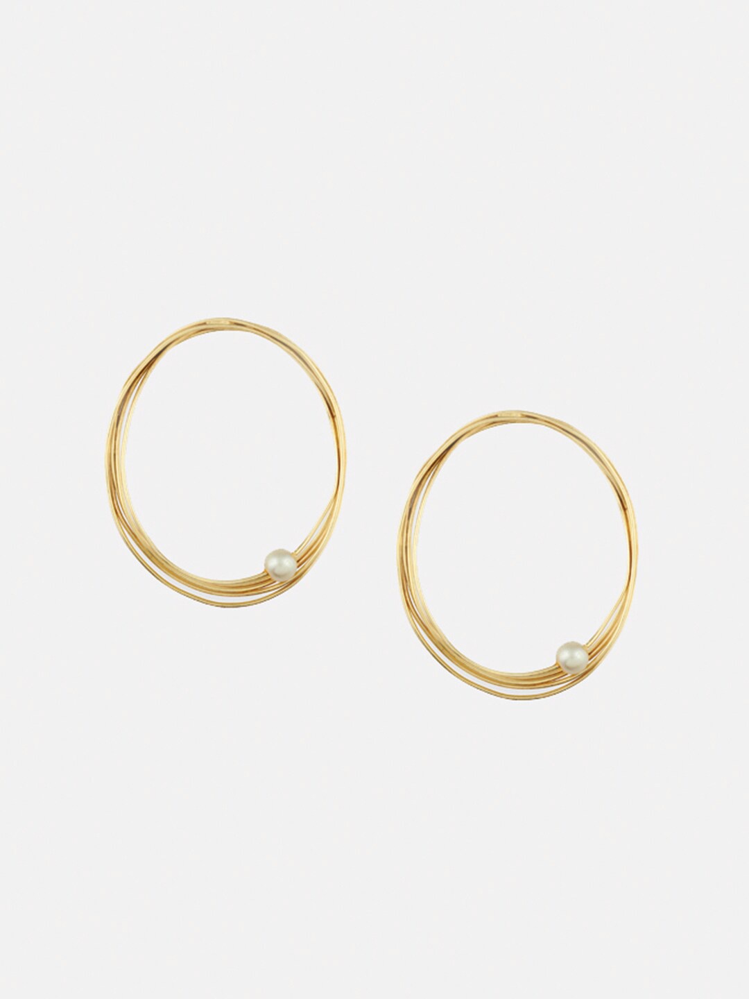 

Tipsyfly Gold-Plated Pearls Circular Hoop Earrings