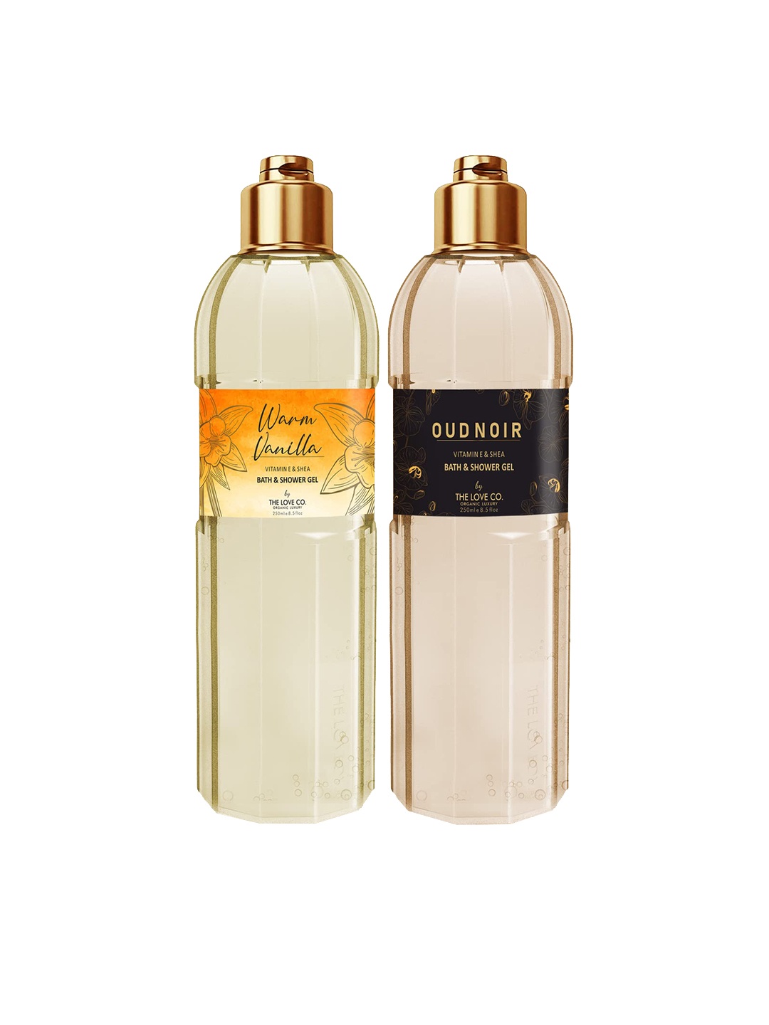 

THE LOVE CO. Set Of 2 Warm Vanilla & Oud Noir Shower Gels 500ml, Off white