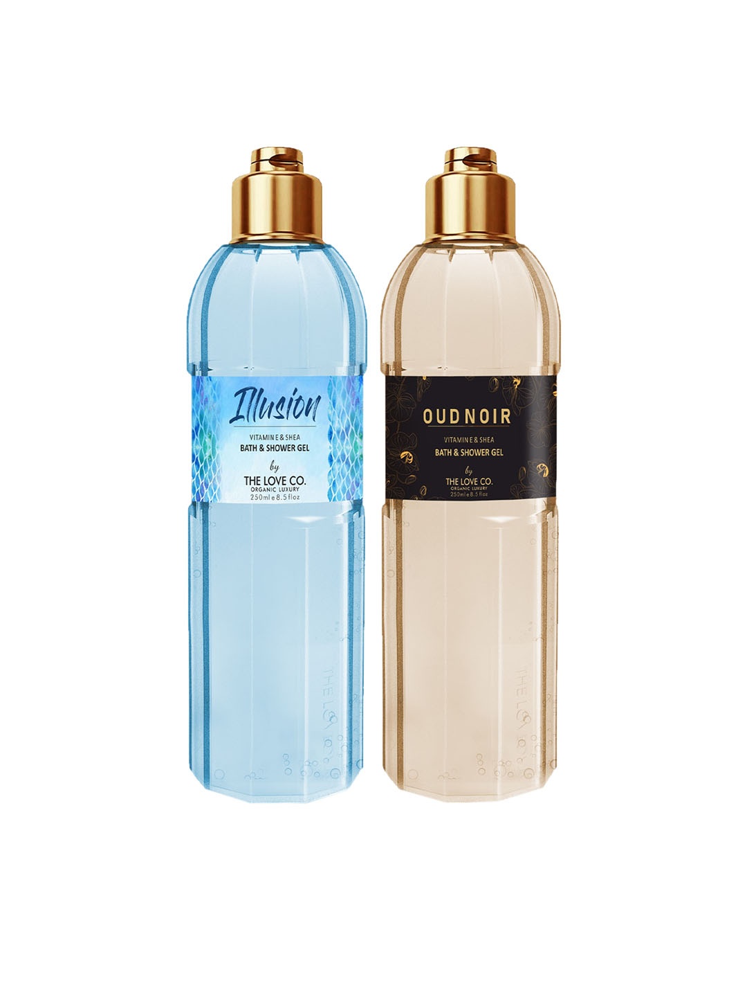 

THE LOVE CO. Set Of 2 Illusion & Oud Noir Shower Gels 500ml, Off white
