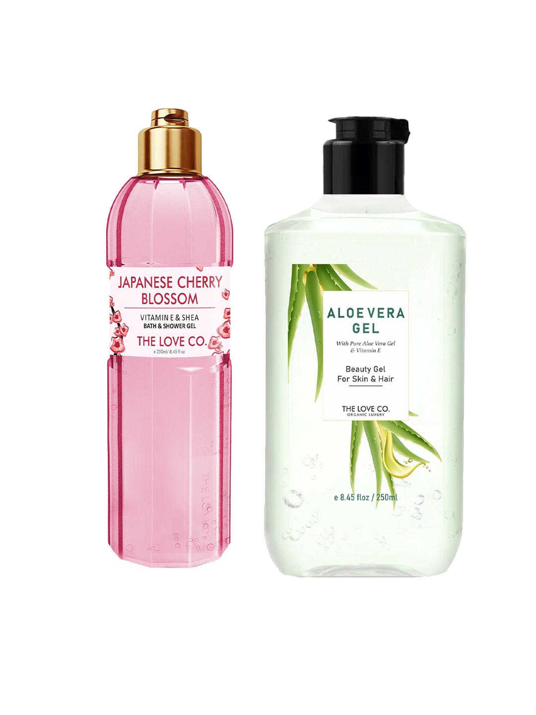 

THE LOVE CO. Set Of 2 Japanese Cherry Blossom Shower Gel & Tea Tree Aloe Gel- 250 ML, White