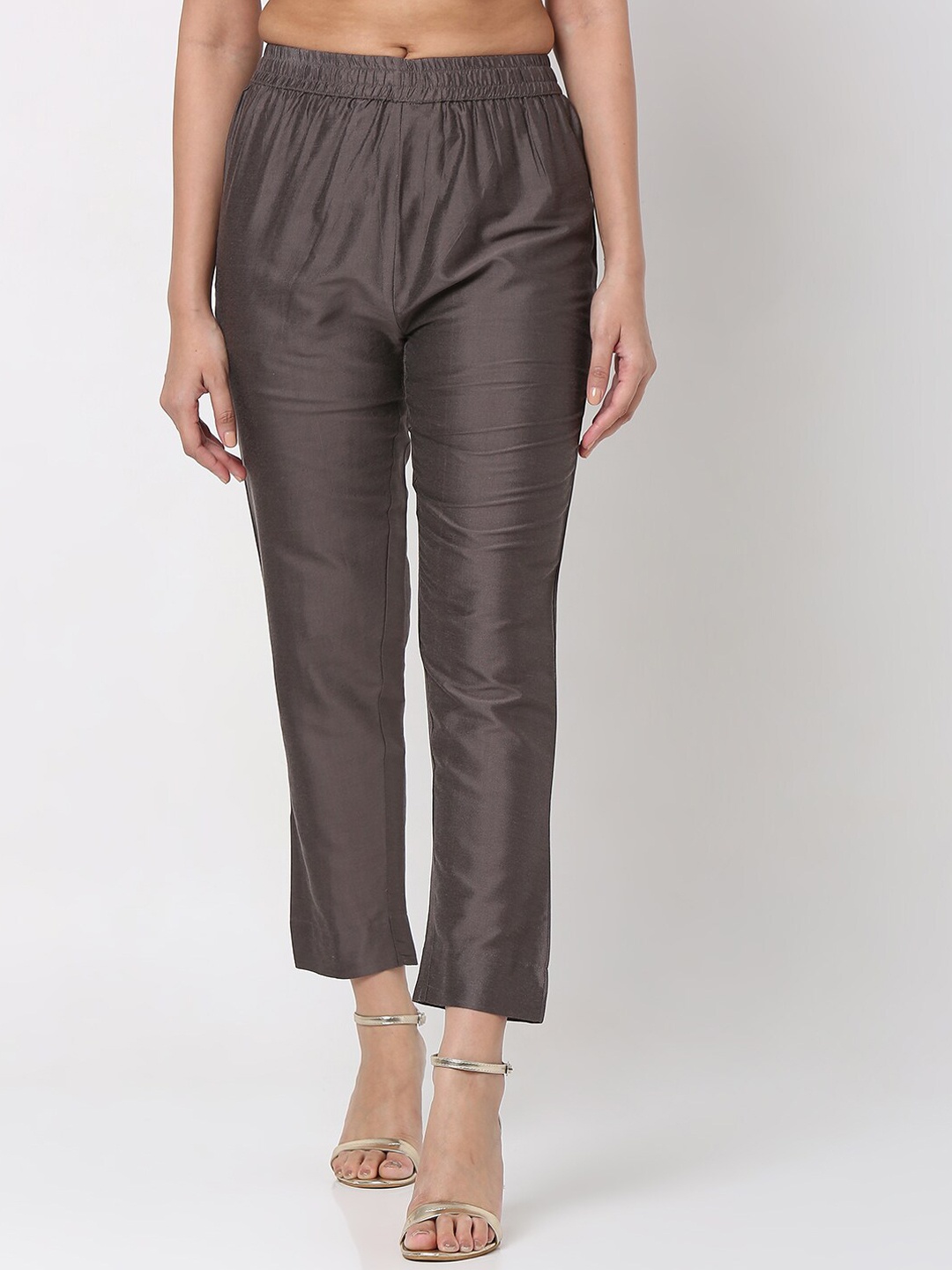 

Ethnicity Women Brown Straight Fit Cigarette Trousers