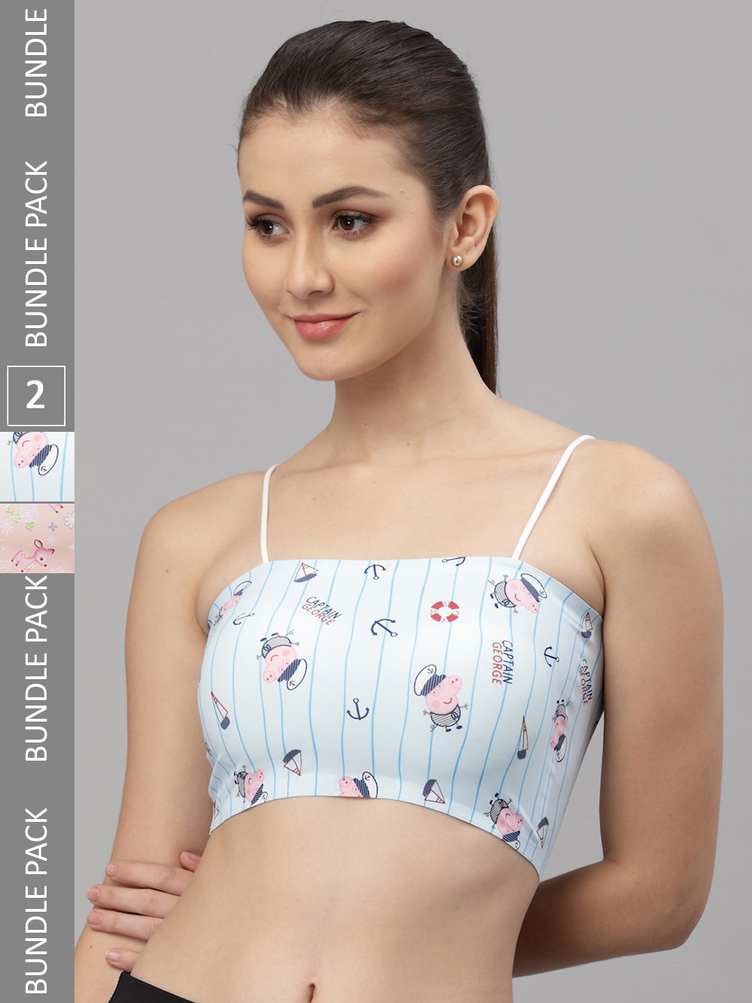 

Friskers Pink & Blue Pack of 2 Graphic Lightly Padded Tube Bra