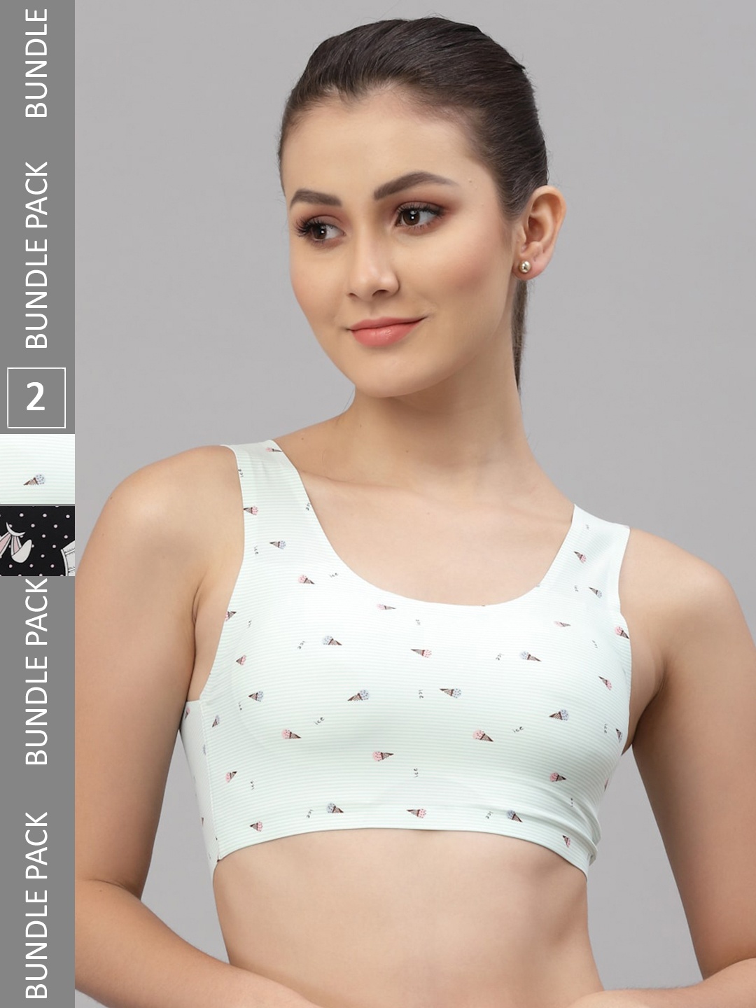 

Friskers Black & White Pack of 2 Graphic Lightly Padded Sports Bra