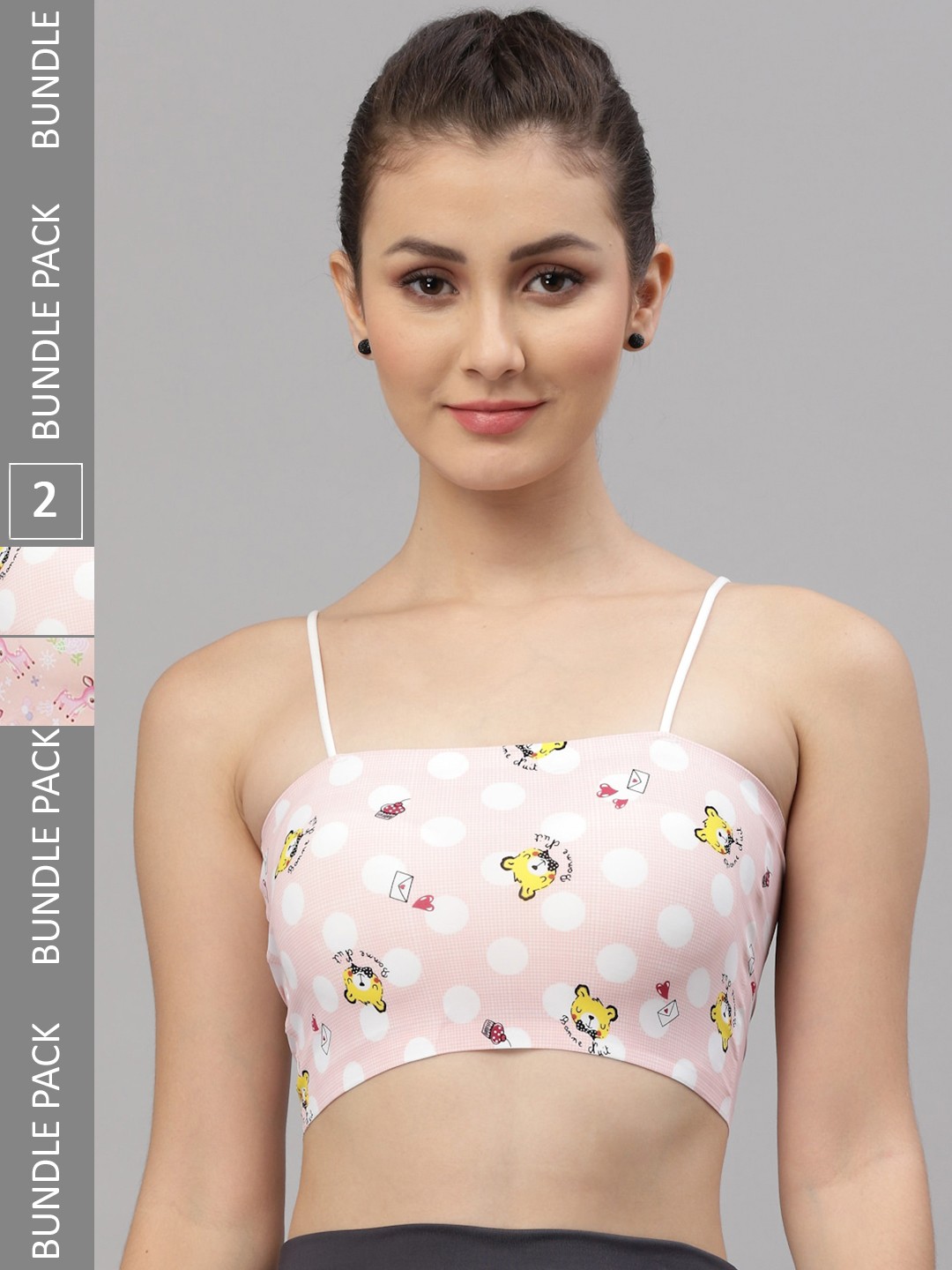 

Friskers Pink & White Pack of 2 Graphic Lightly Padded Tube Bra