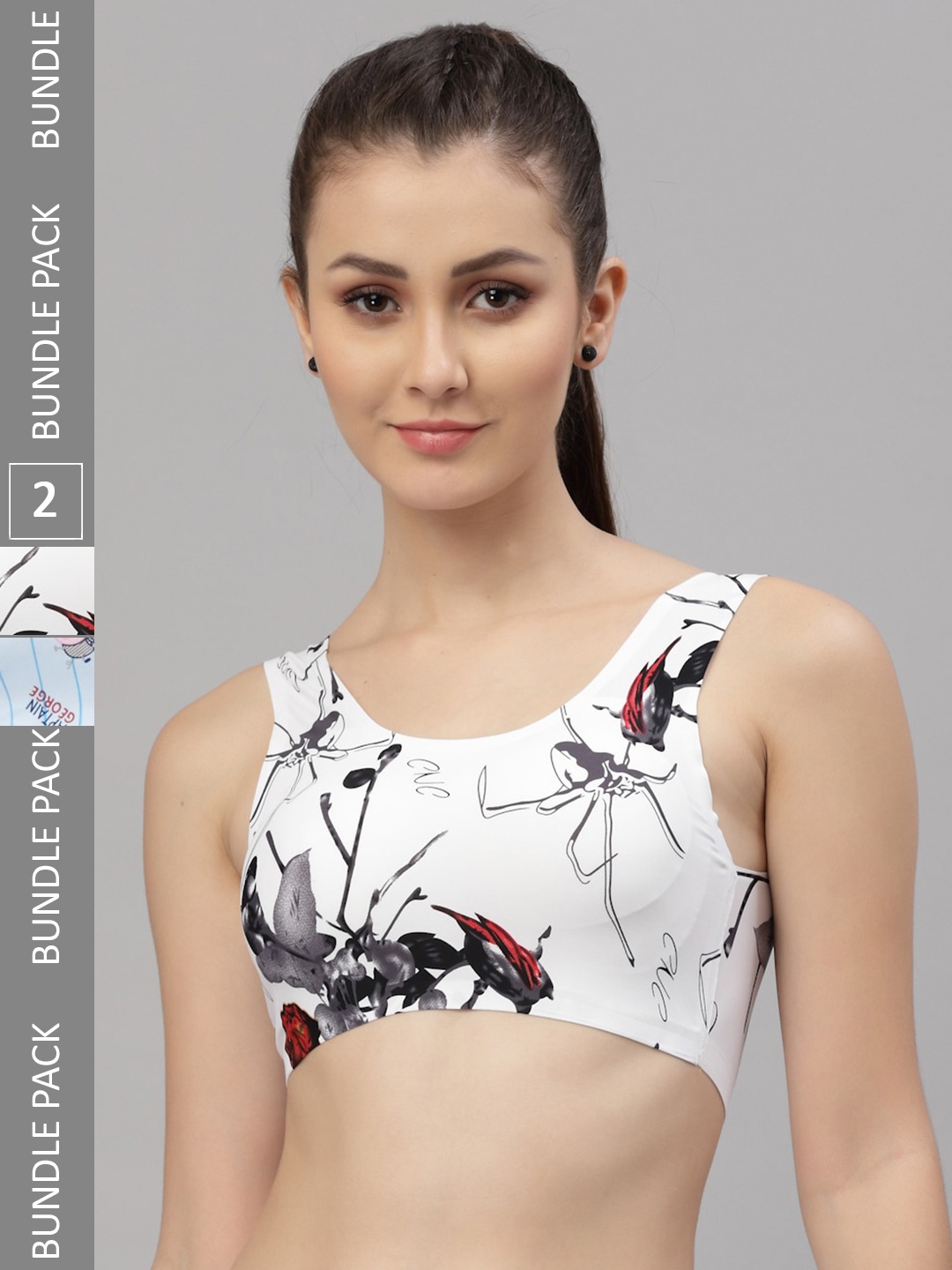 

Friskers Turquoise Blue & White Pack of 2 Graphic Lightly Padded Sports Bra