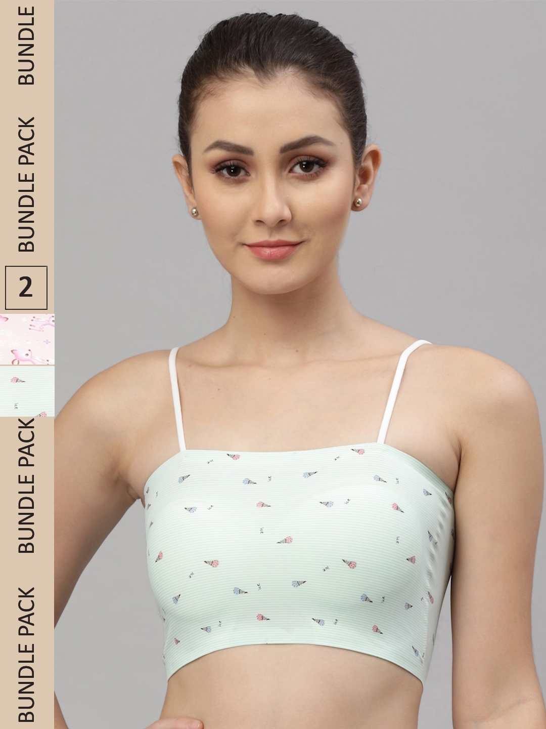 

Friskers Pink & Turquoise Blue Pack of 2 Graphic Lightly Padded Tube Bra