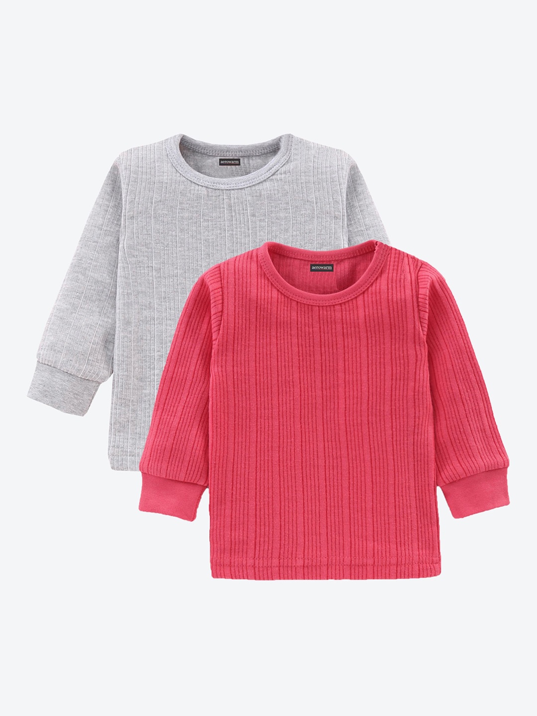 

Aerowarm Infant Pack Of 2 Grey & Coral Striped Thermal Tops