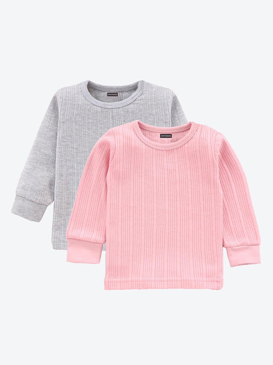 

Aerowarm Infants Pack Of 2 Grey and Pink Striped Thermal Tops