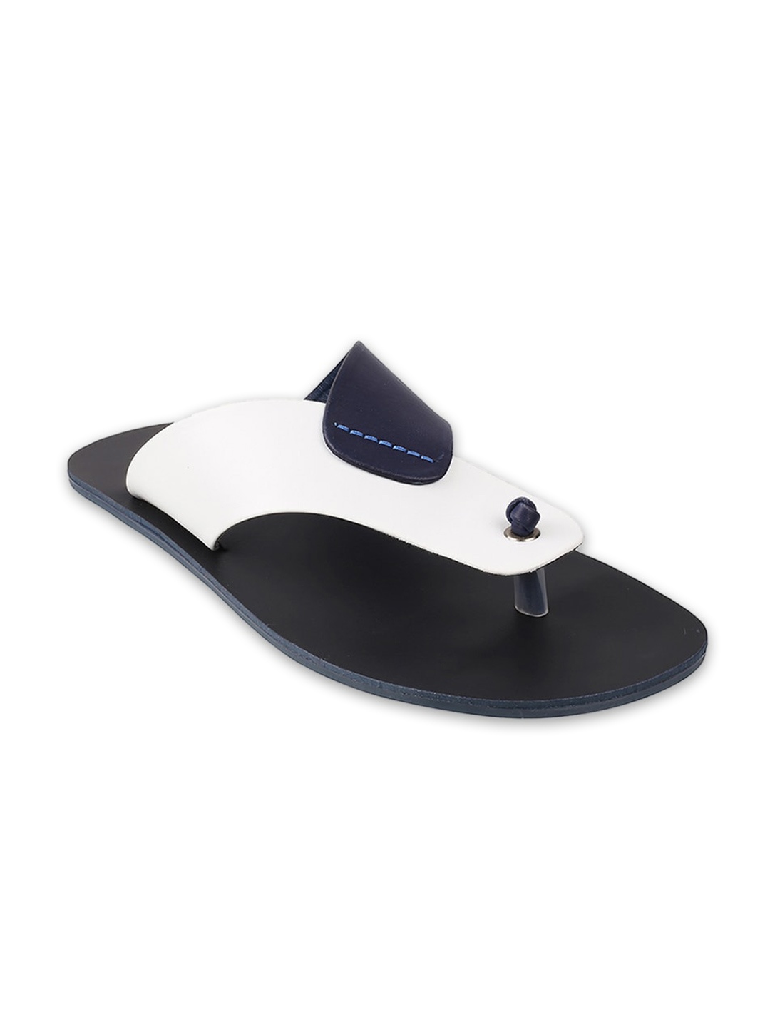 

Metro Men White & Navy Blue Leather Comfort Sandals