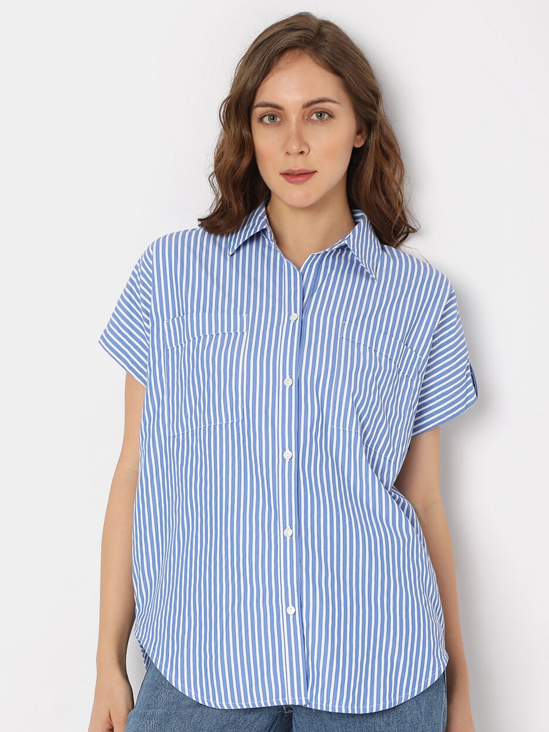

Vero Moda Women Striped Casual Shirt, Blue