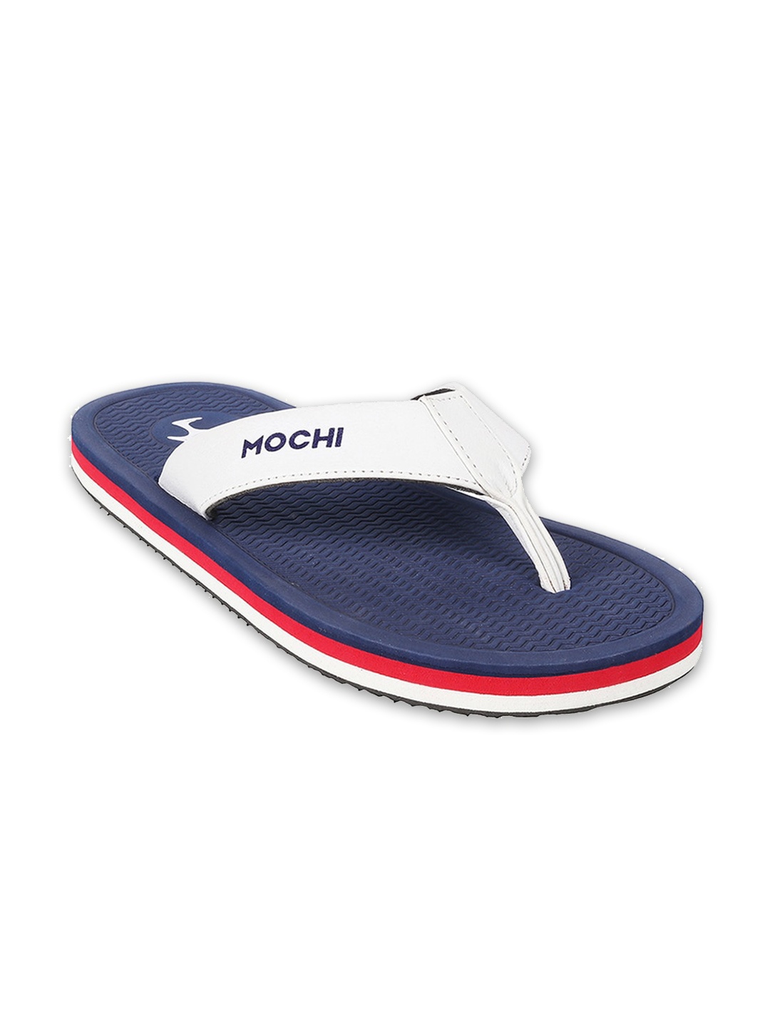 

Mochi Men White & Navy Blue Comfort Sandals