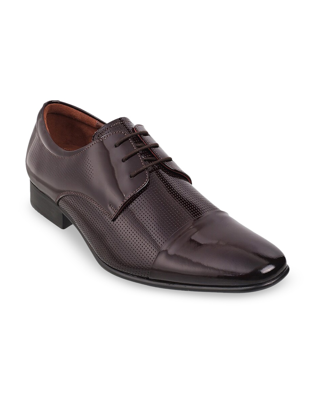 

Mochi Men Maroon Solid Leather Formal Derbys
