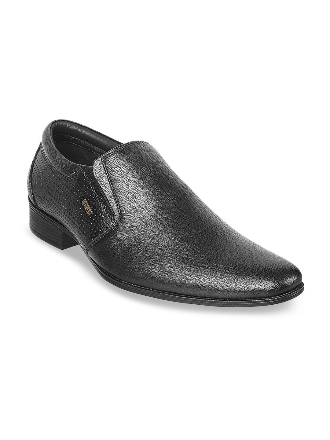

Mochi Men Black Leather Formal Slip-on Shoes
