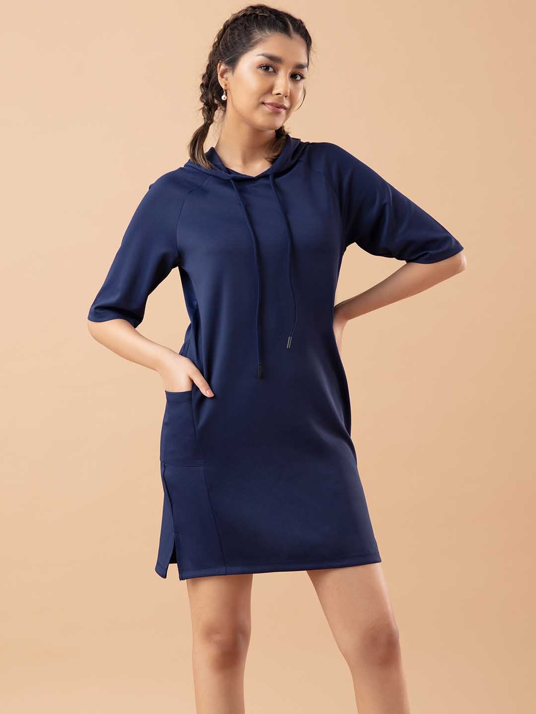 

Nykd Round Neck Short Sleeves T-shirt Dress, Navy blue