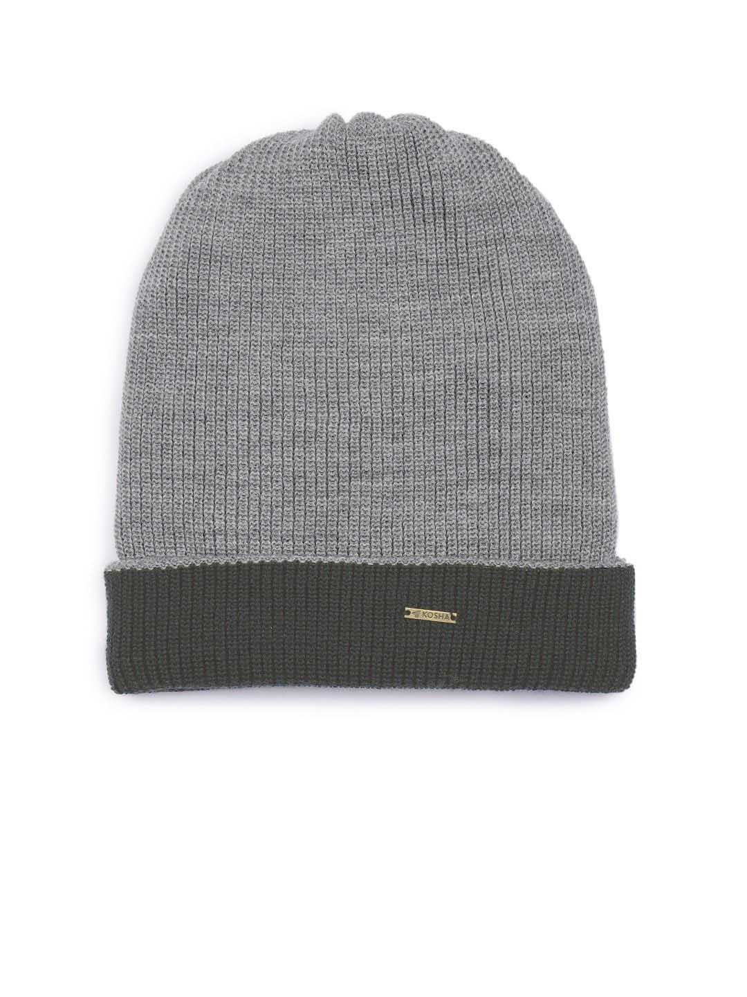 

Kosha Men Grey & Black Pure Wool Reversible Beanie