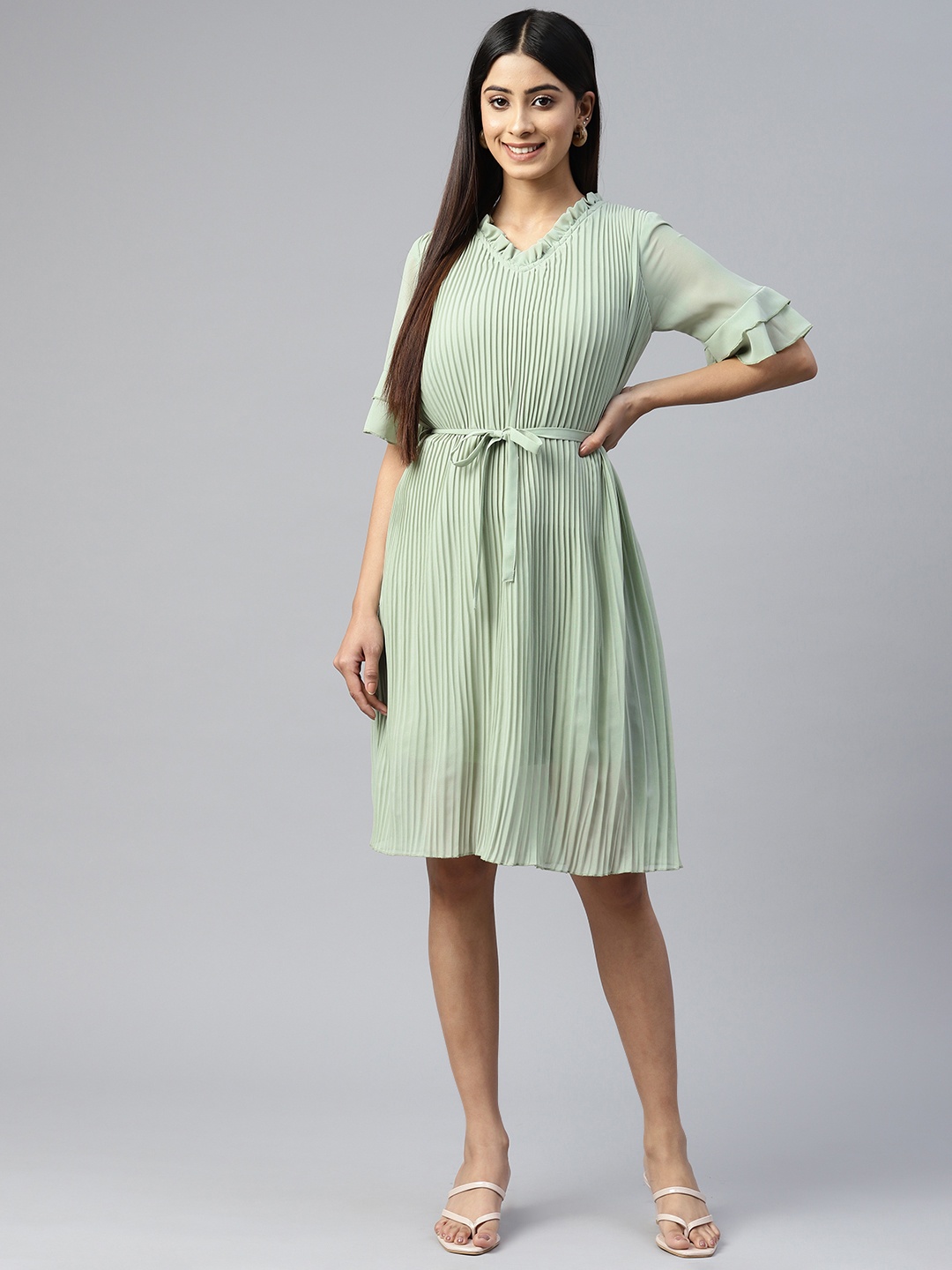 

plusS Green Striped Dress