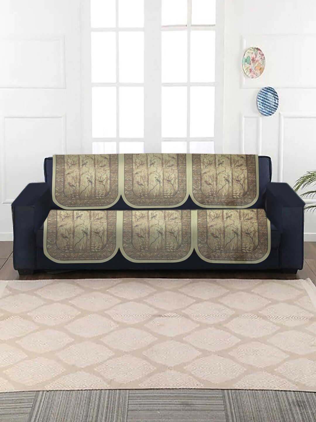 

MULTITEX 10 Pieces Brown Printed 5-Seater Sofa Cover