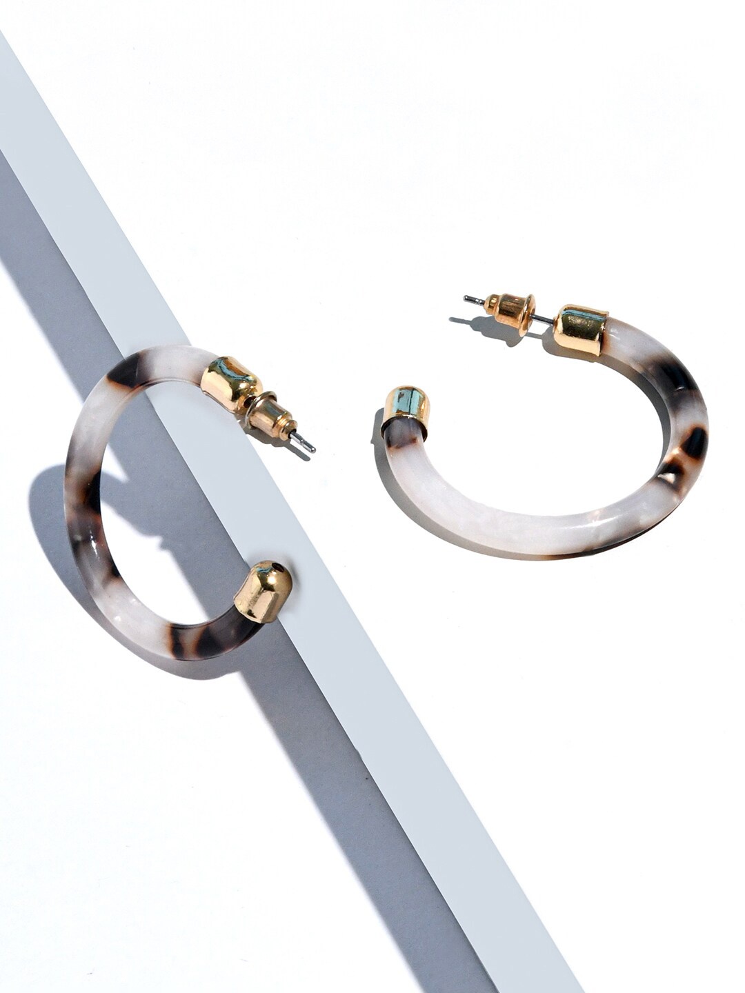 

Accessorize Women Black & White Circular Half Hoop Earrings