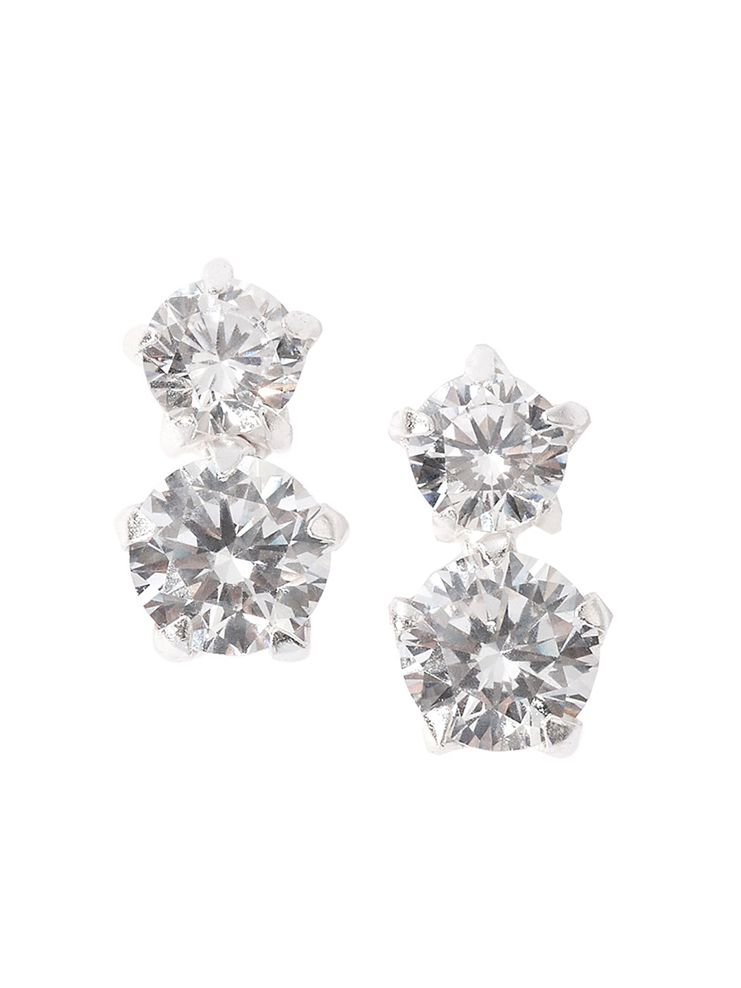 

Accessorize Women Silver Plated White Circular Studs Earrings