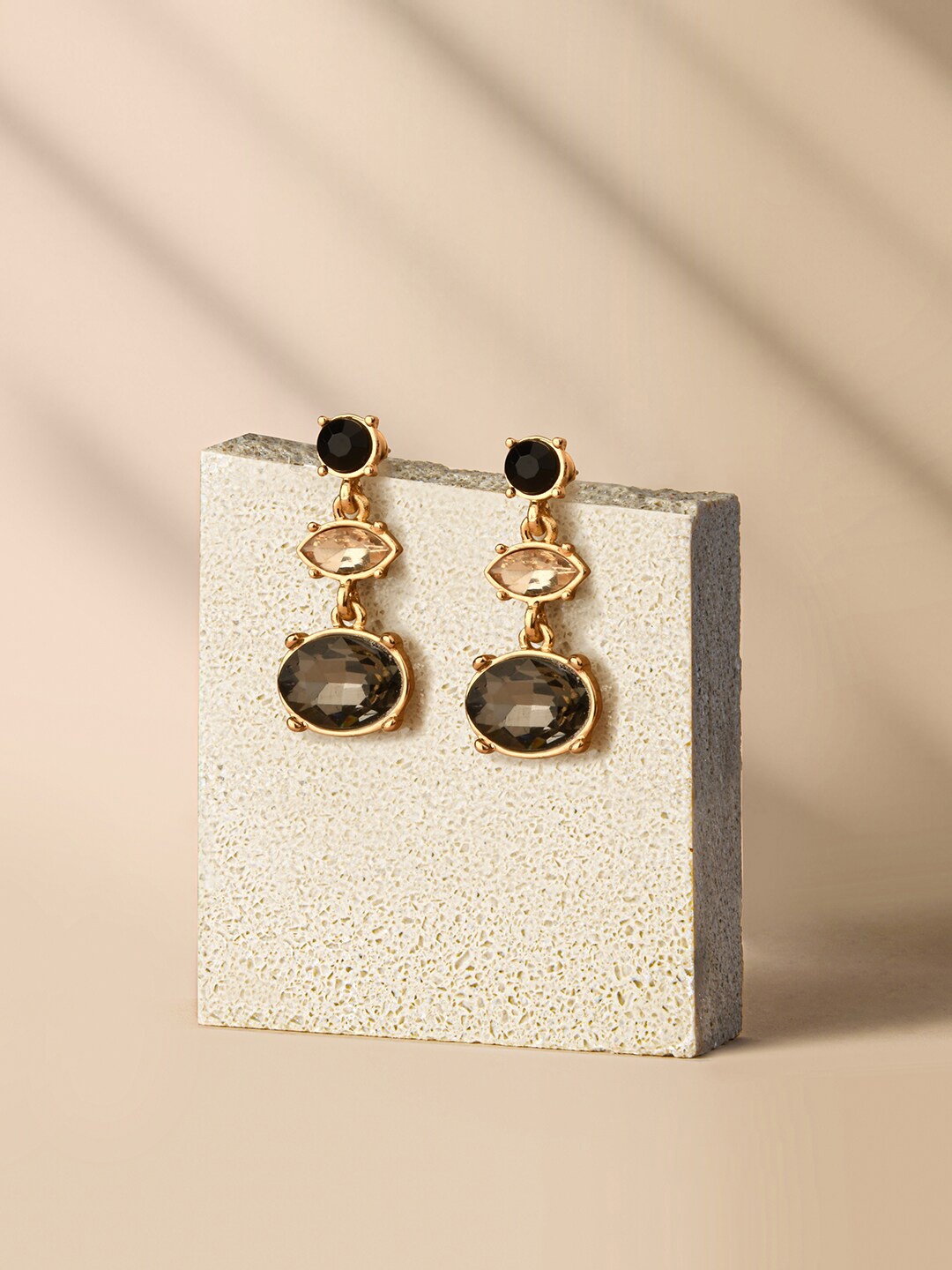 

Accessorize Women Black & Brown Oval Drop Earrings
