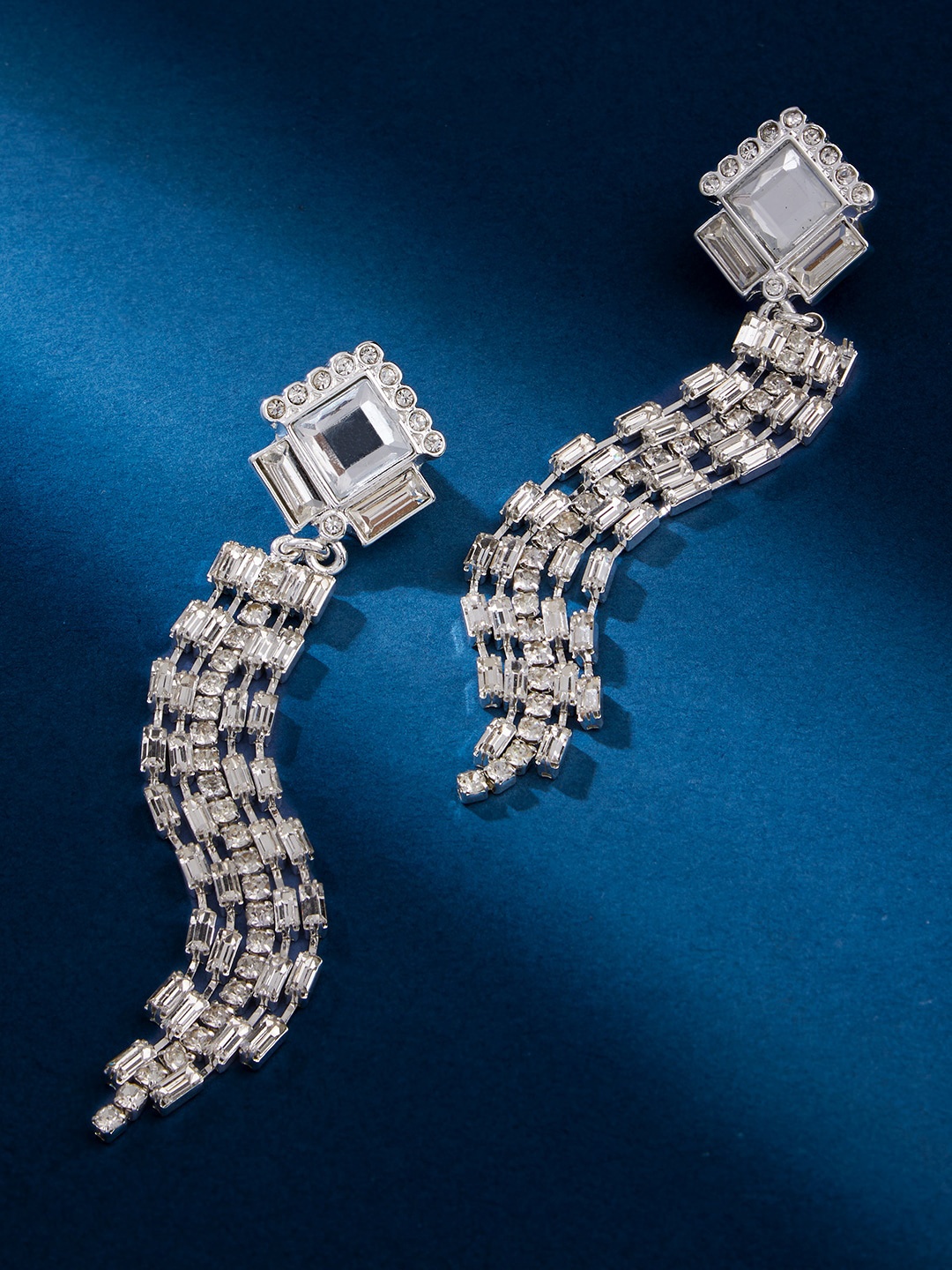 

Accessorize Crystal Deco Tasselled Classic Drop Earrings, White