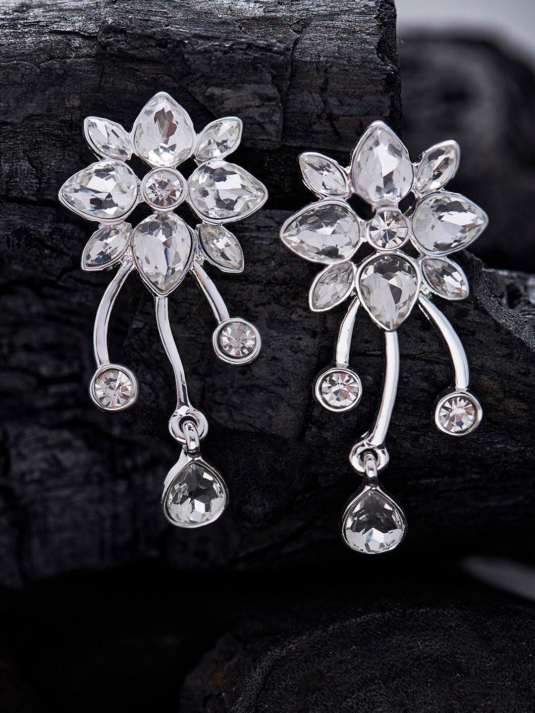 

Accessorize Crystal Floral Drop Earrings, White