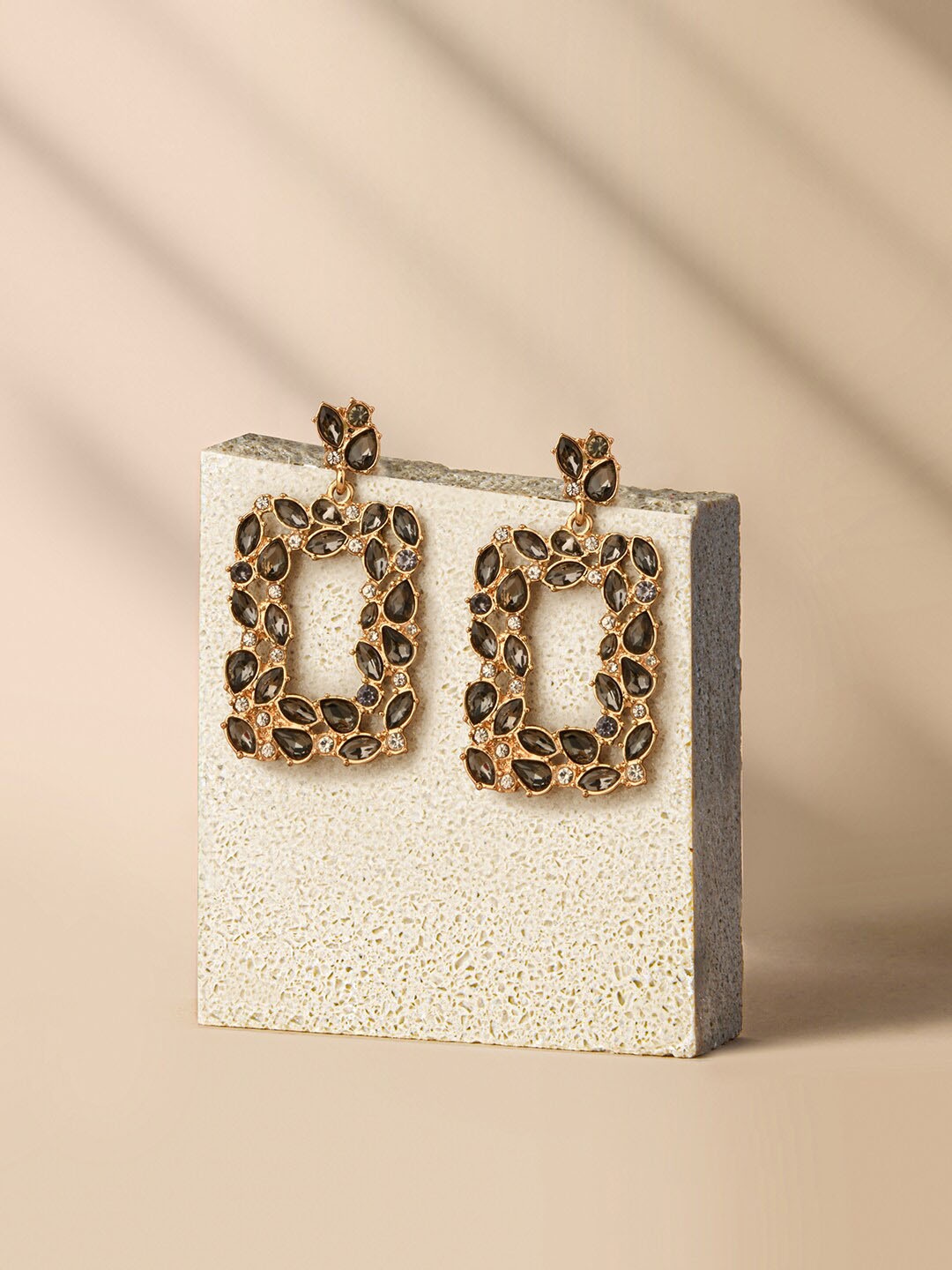 

Accessorize Black & Gold-Toned Square Drop Earrings