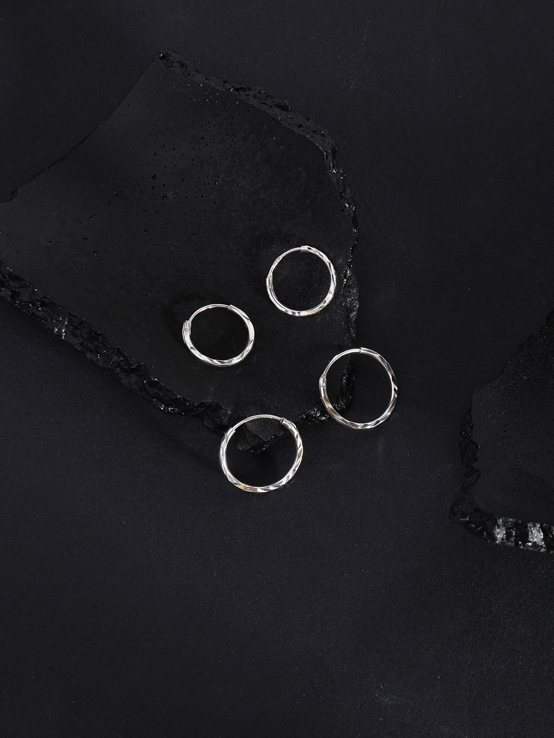

Accessorize 925 Sterling Silver Set of 2 Circular Hoop Earrings