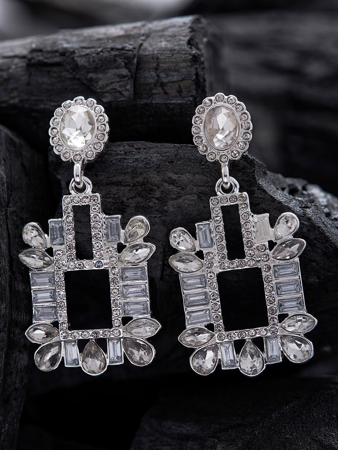 

Accessorize Crystals Studded Classic Drop Earrings, White