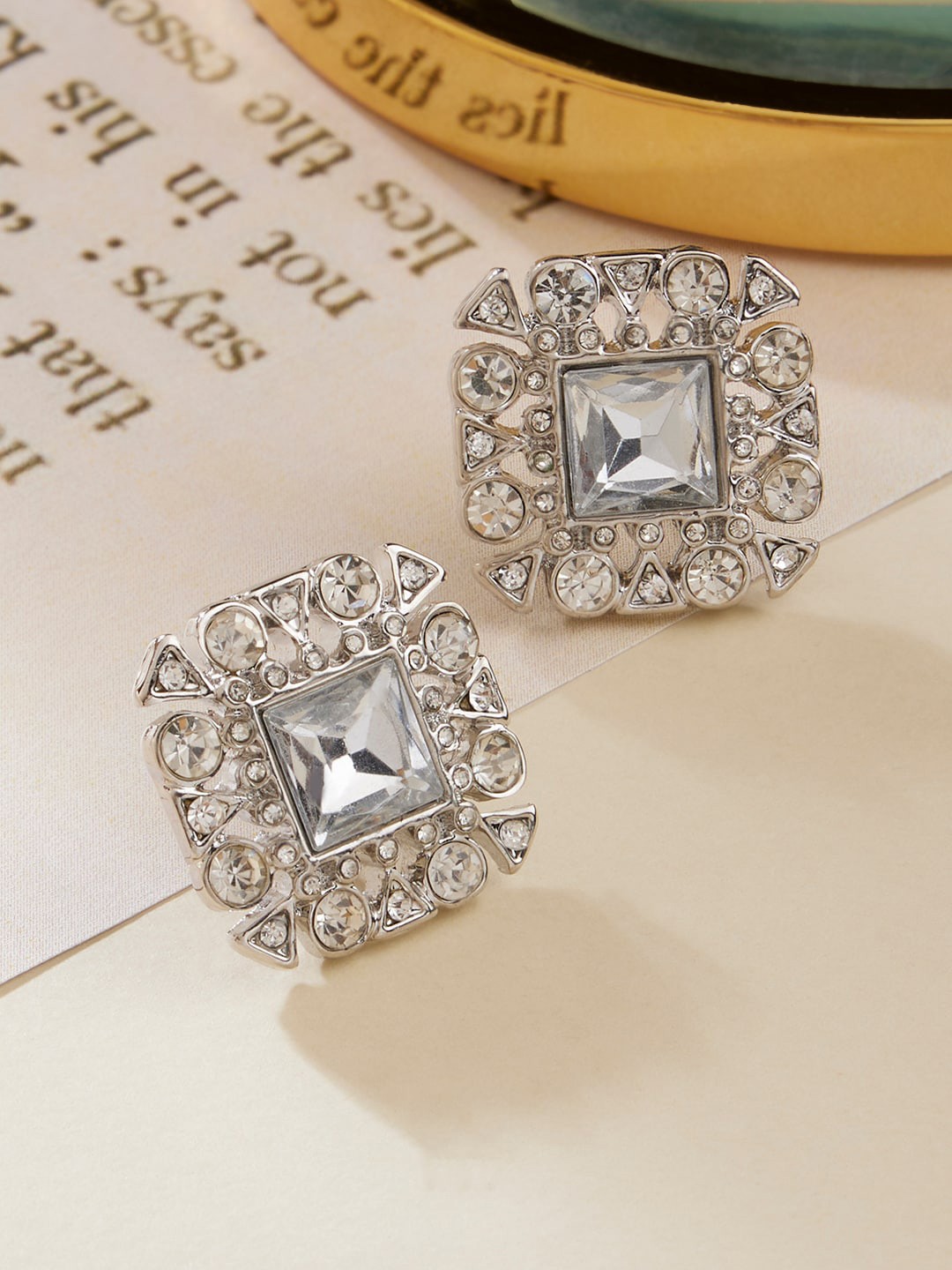 

Accessorize Silver-Plated Classic Deco Crystal Studded Earrings