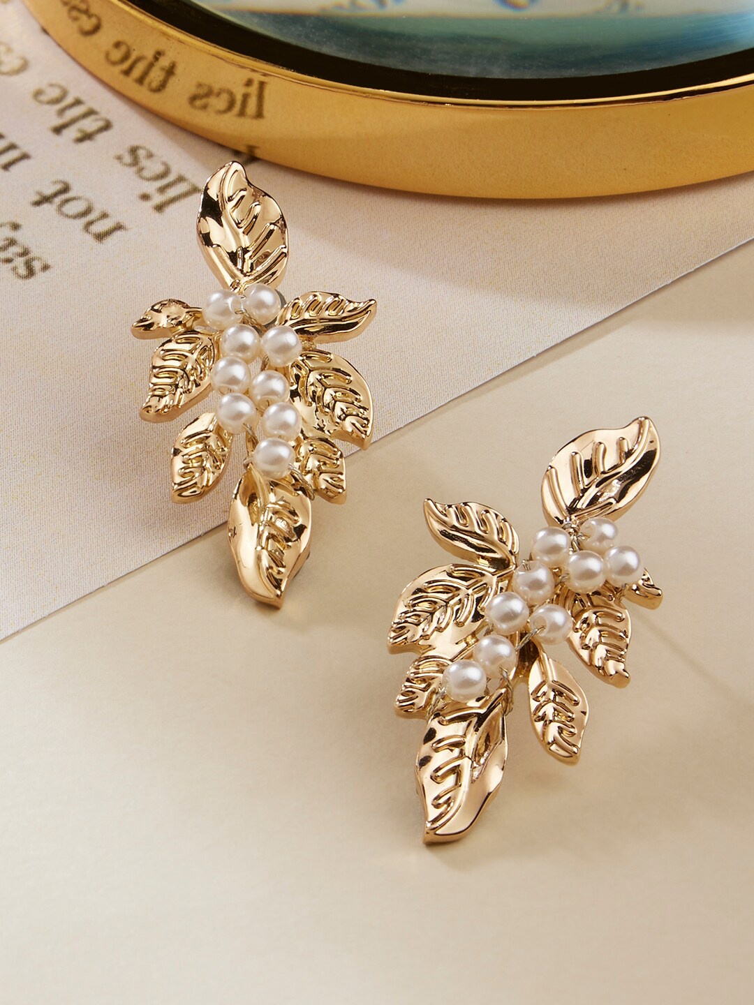 

Accessorize Gold-Toned & White Classic Drop Earrings