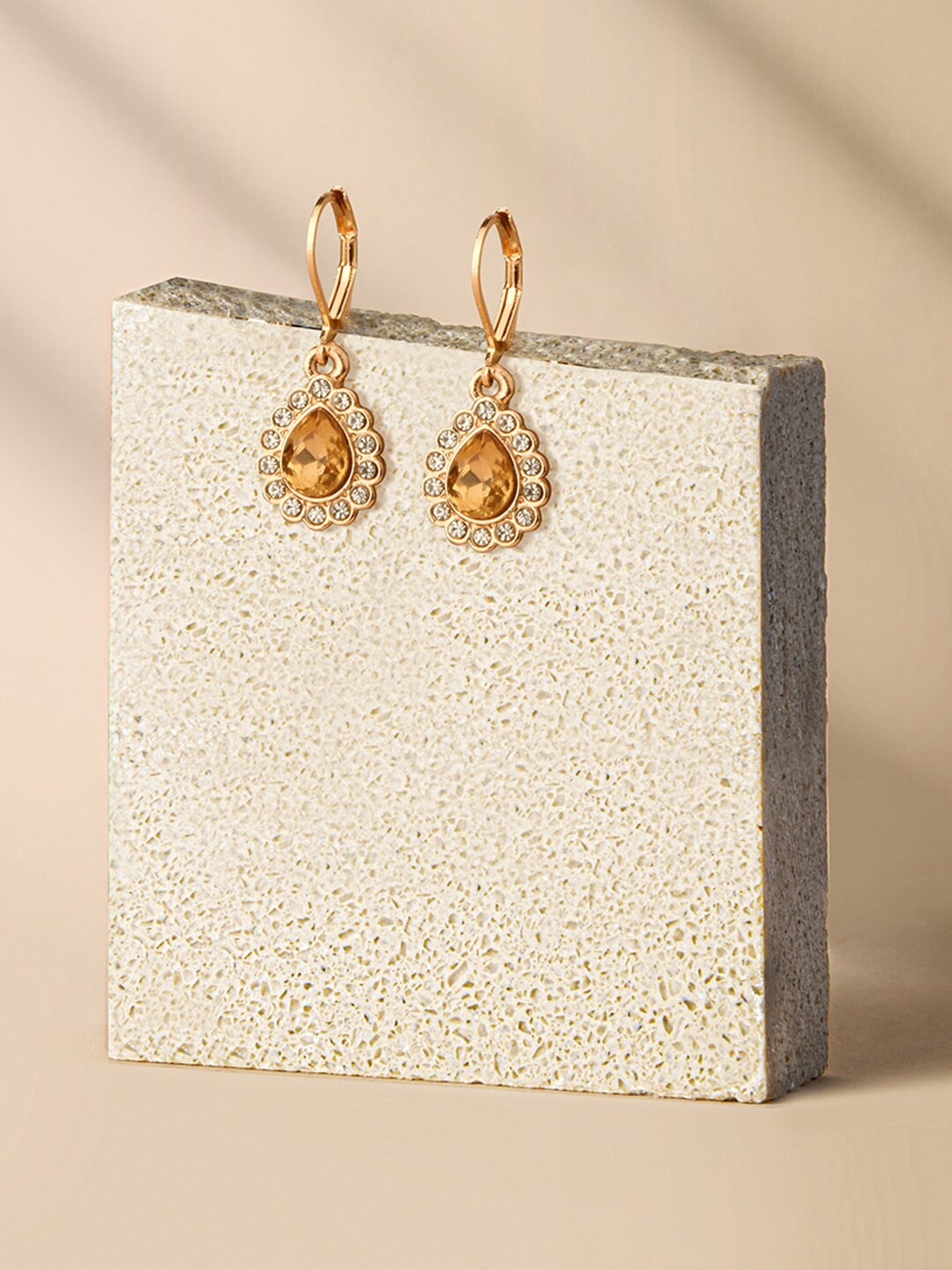 

Accessorize Yellow & Gold-Toned Circular Drop Earrings