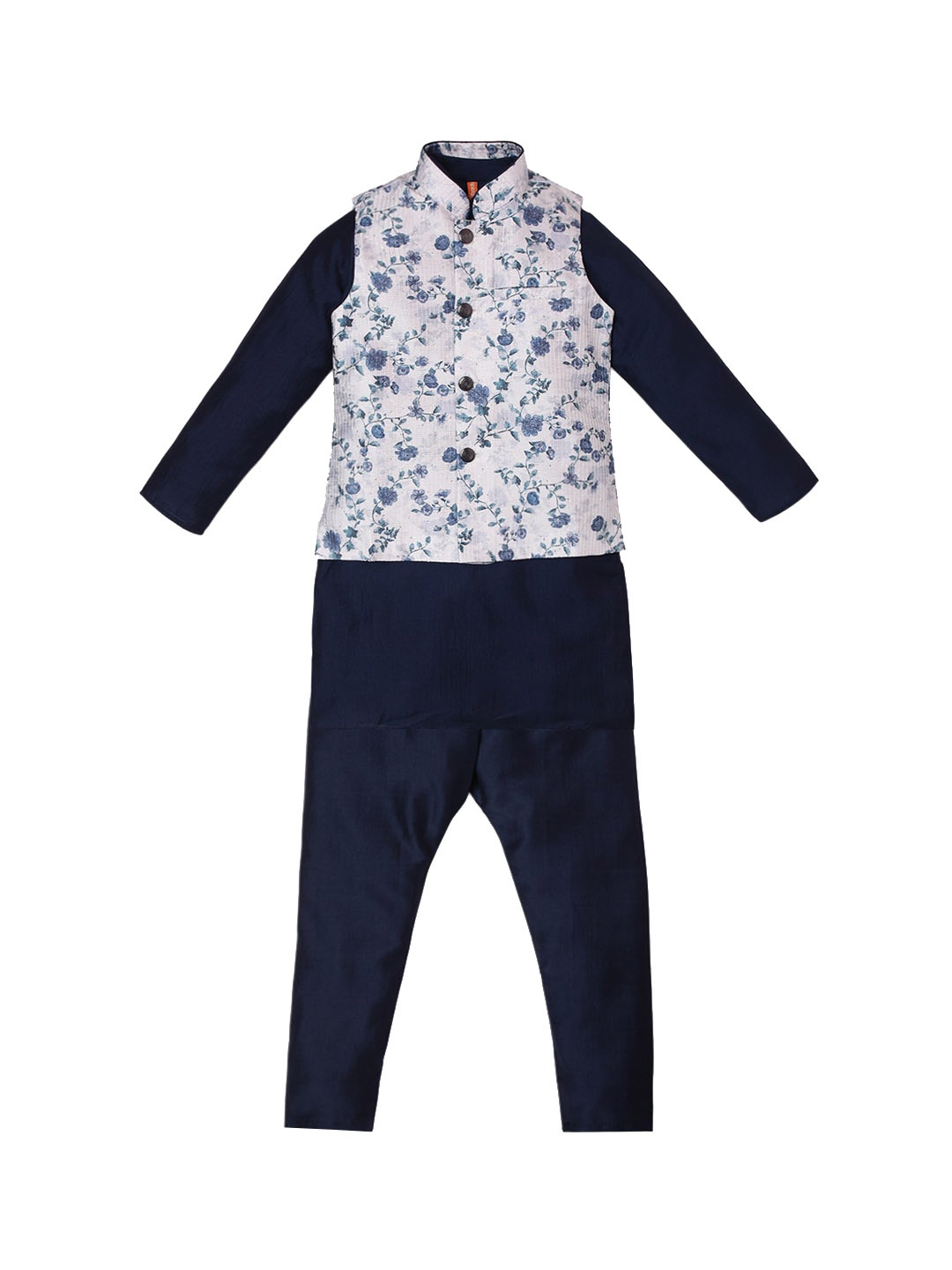 

Ethnicity Boys Navy Blue Kurta with Pyjamas And Nehru Jacket