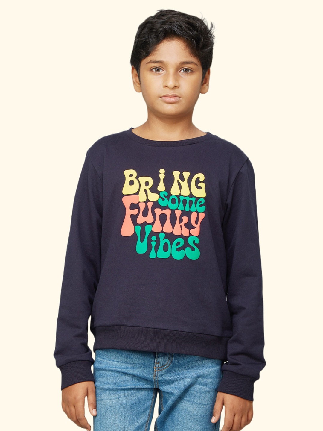 

Zalio Boys Navy Blue Printed Sweatshirt