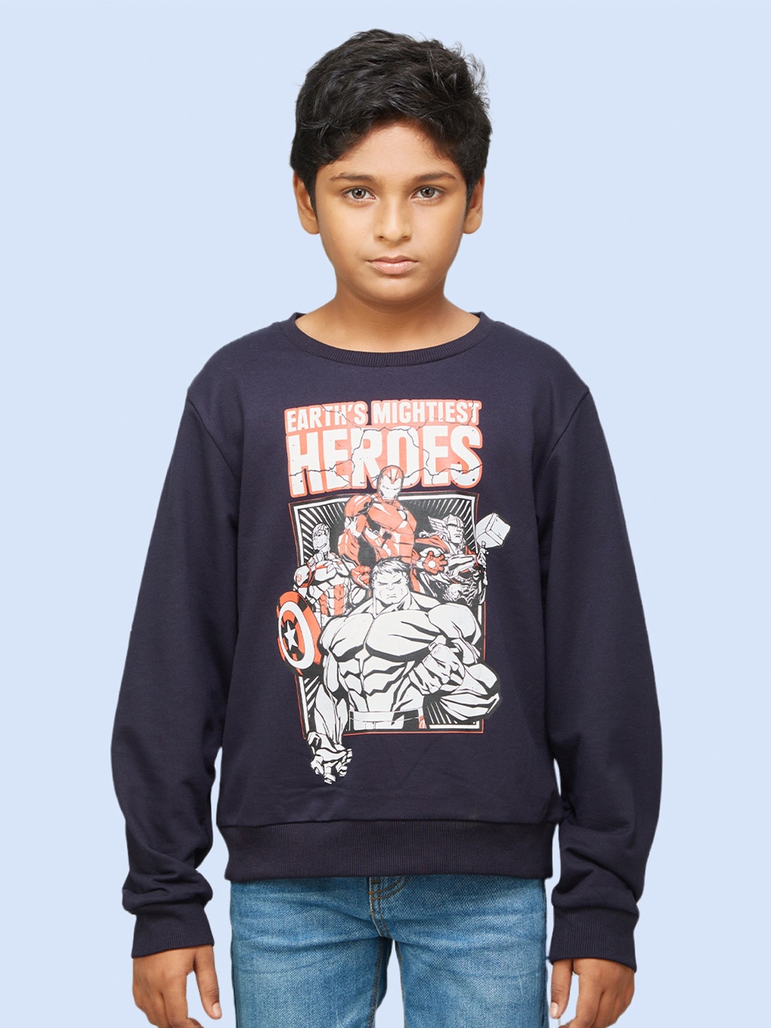 

Zalio Boys Navy Blue Marvel Printed Sweatshirt