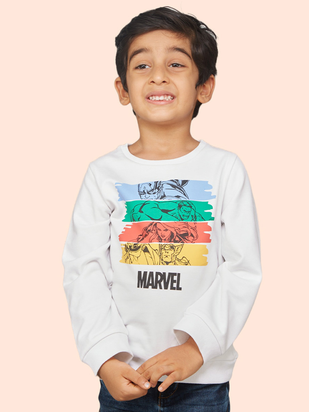 

Zalio Boys White Marvel Printed Sweatshirt