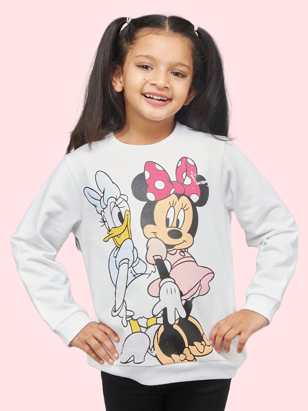 

Zalio Girls White Minnie & daisy Printed Sweatshirt