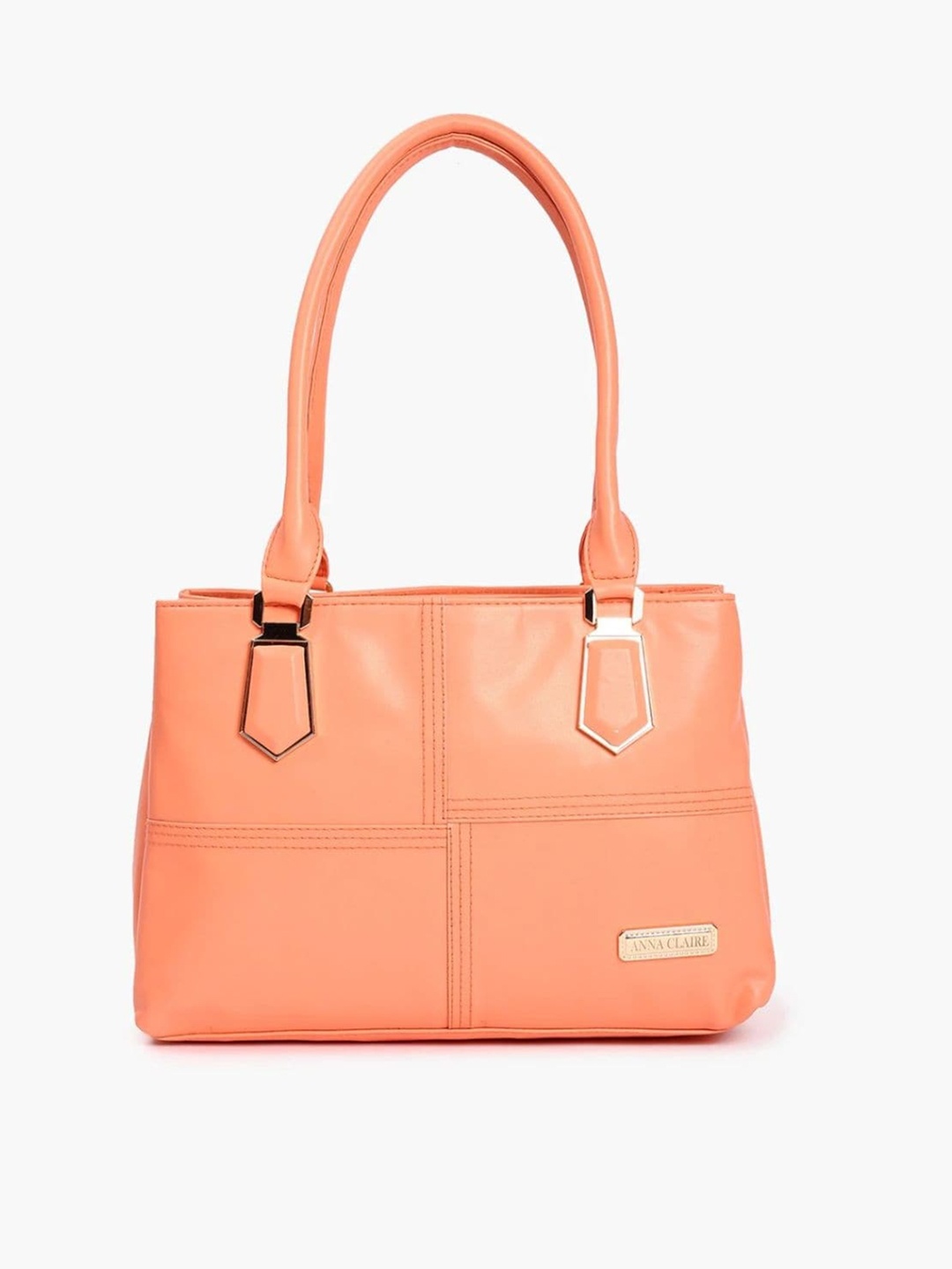 

Anna Claire Peach-Coloured PU Structured Shoulder Bag