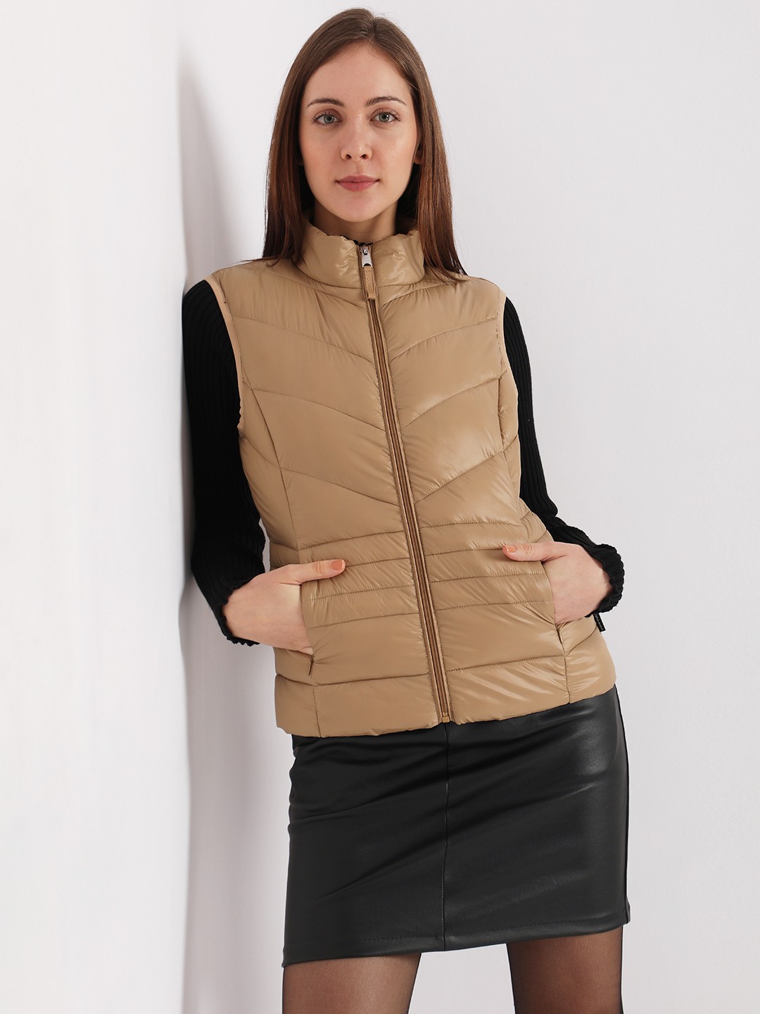 

Vero Moda Women Beige Padded Jacket