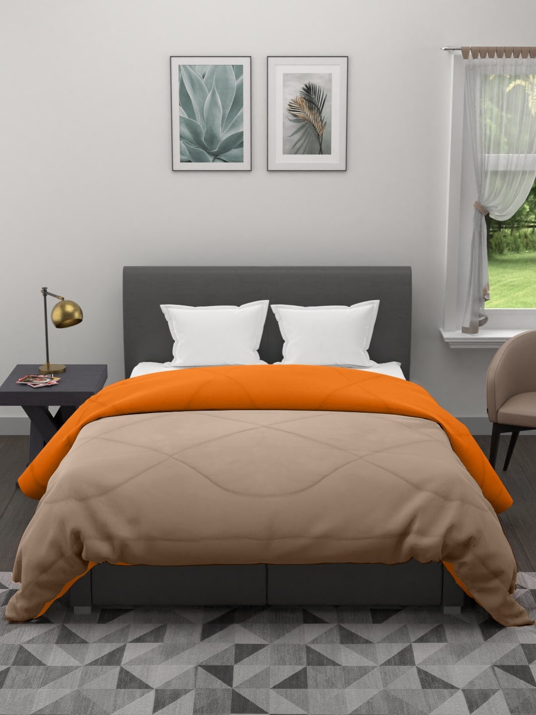 

Clasiko Taupe & Orange Mild Winter 210 GSM Double Bed Comforter