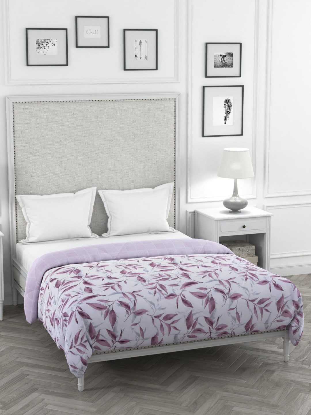

Clasiko Pink & Grey Floral Mild Winter 210 GSM Double Bed Comforter
