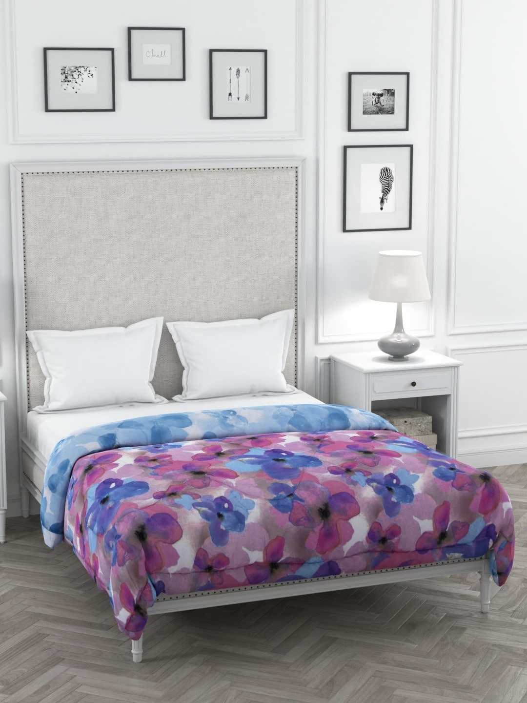 

Clasiko Purple & Blue Floral Mild Winter 210 GSM Double Bed Comforter