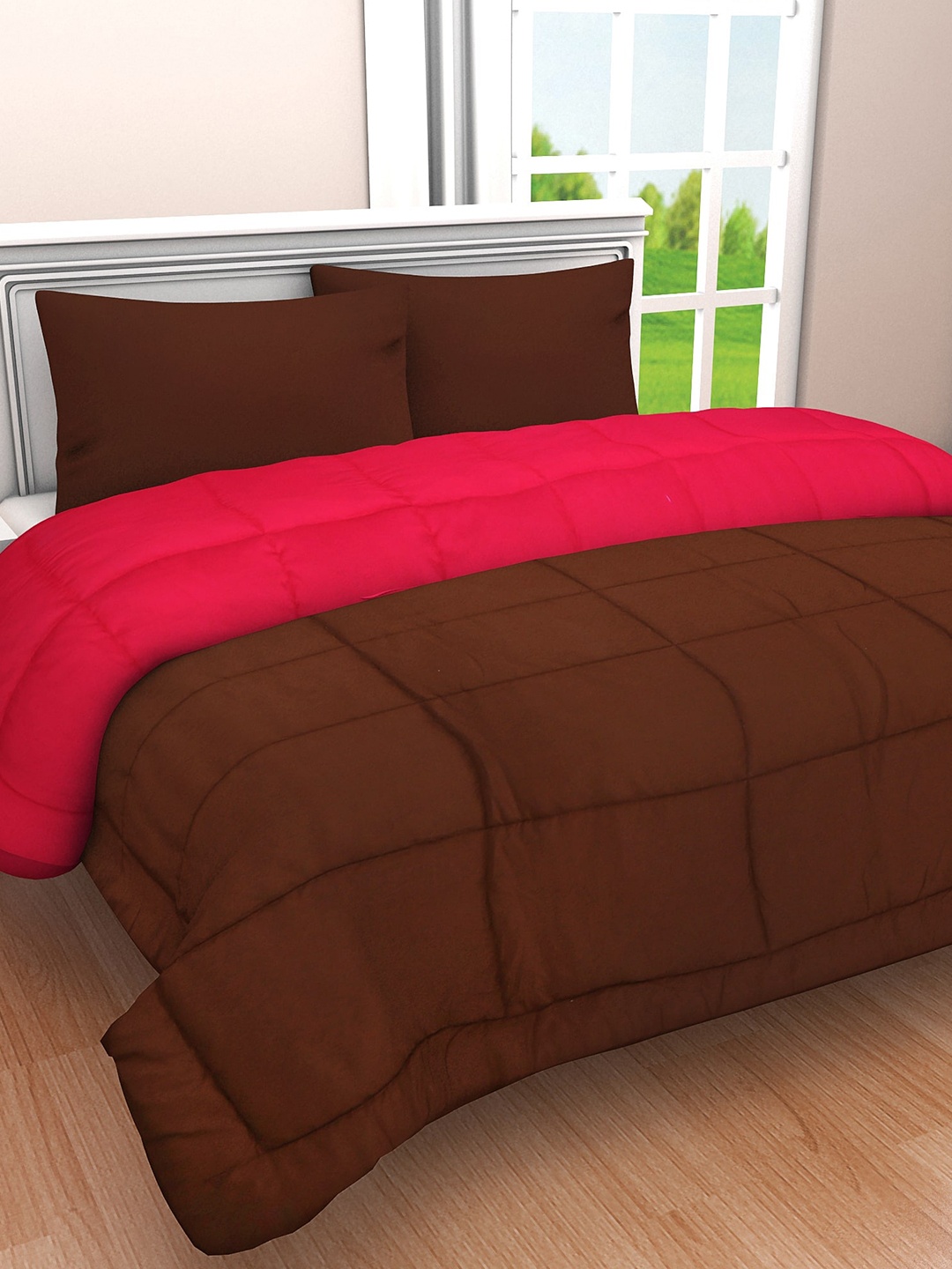 

Clasiko Brown & Pink Mild Winter 210 GSM Double Bed Comforter