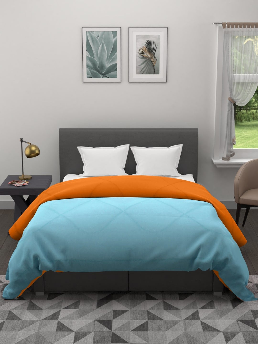 

Clasiko Blue & Orange Geometric Mild Winter 210 GSM Double Bed Comforter